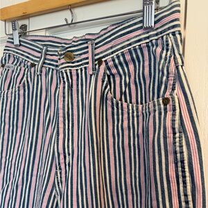90’s High-Rise Striped Mom Jeans in Blue, Pink, White